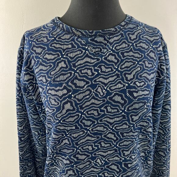 Scotch & Soda Blue White Sweatshirt Geometric Abstract Crew Neck Size Small S - Picture 5 of 9